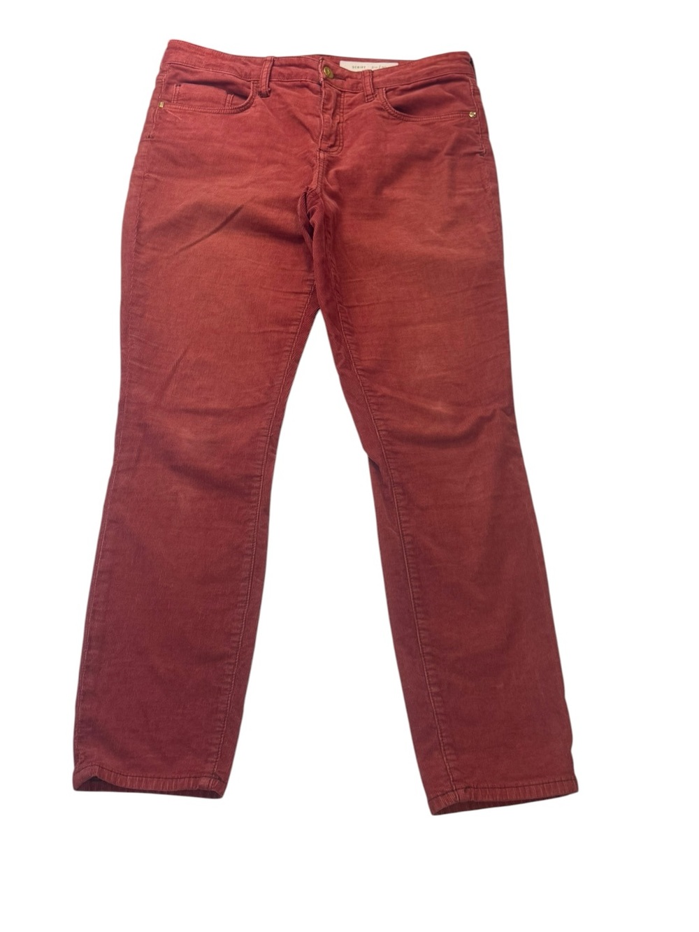 Pilcro and the Letterpress Straight-Leg Corduroy Pants Rust Womens Size 30